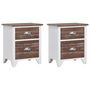 Voir la diapositive 2 : VIDAXL Table de chevet 2 pcs avec 2 tiroirs Marron et blanc