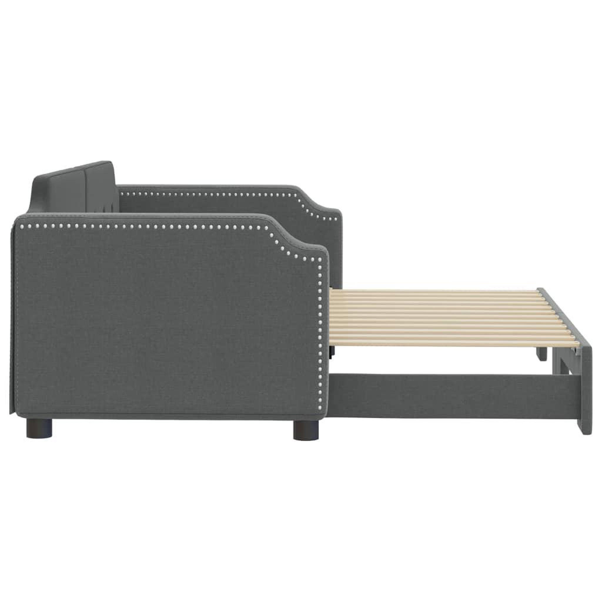 Voir la diapositive 4 : VIDAXL Lit de jour avec gigogne sans matelas gris fonce 90x200 cm