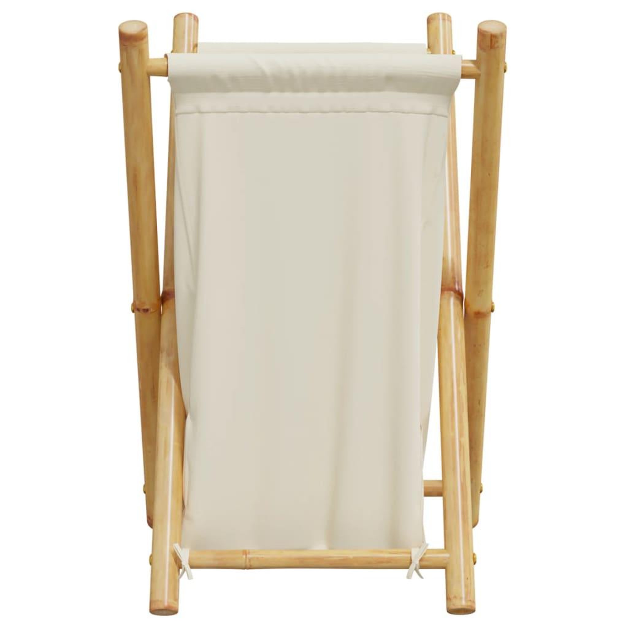 Voir la diapositive 4 : VIDAXL Panier a linge blanc creme 41,5x36x63,5 cm bambou