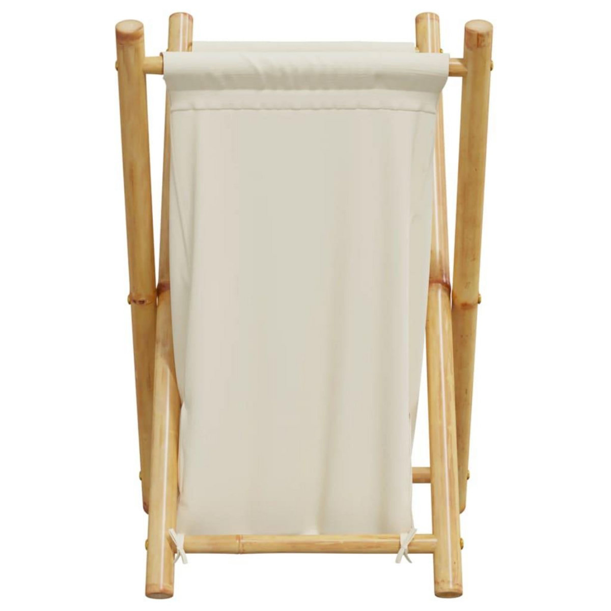 VIDAXL Panier a linge blanc creme 41,5x36x63,5 cm bambou