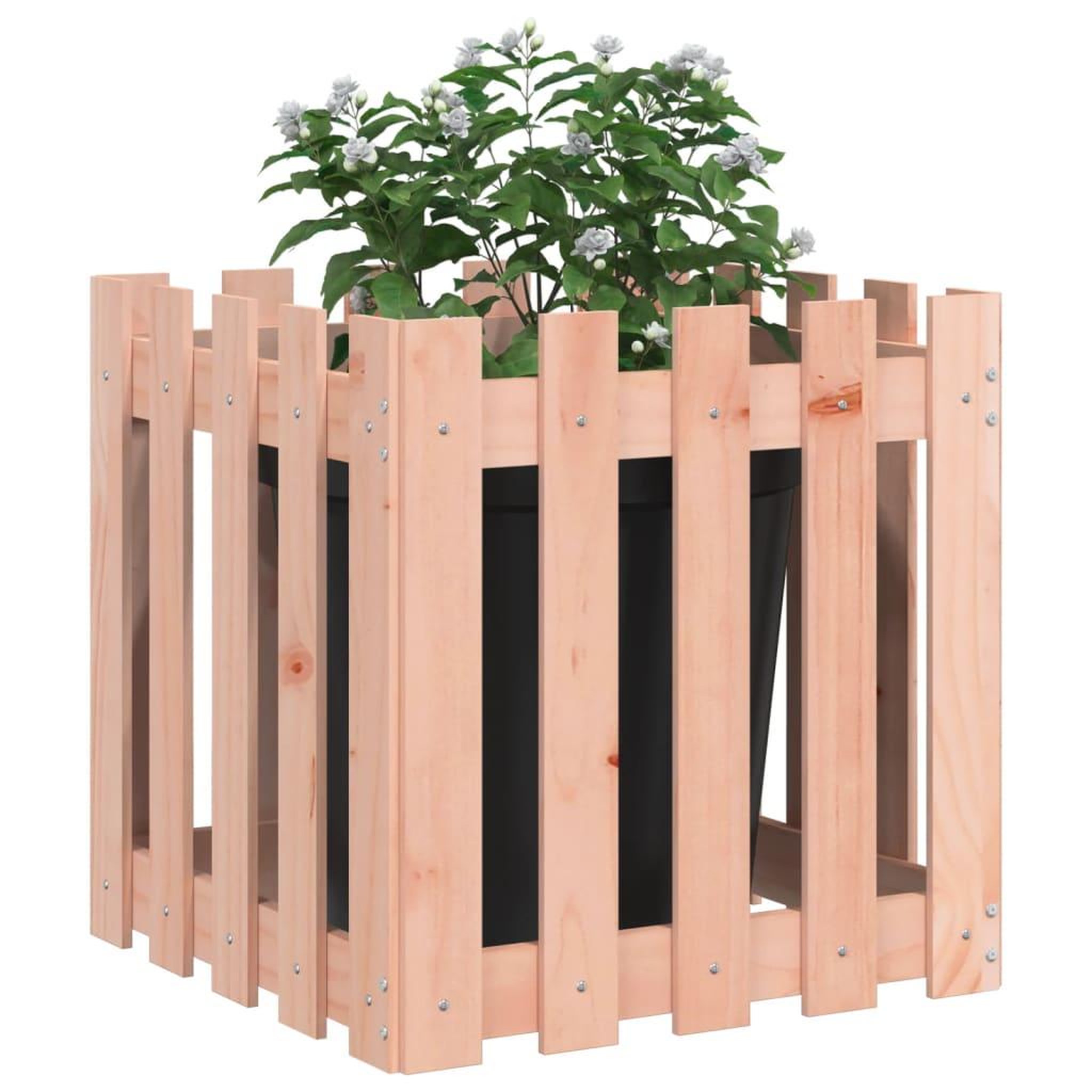 Voir la diapositive 3 : VIDAXL Jardiniere avec design de cloture 50x50x50 cm Douglas massif