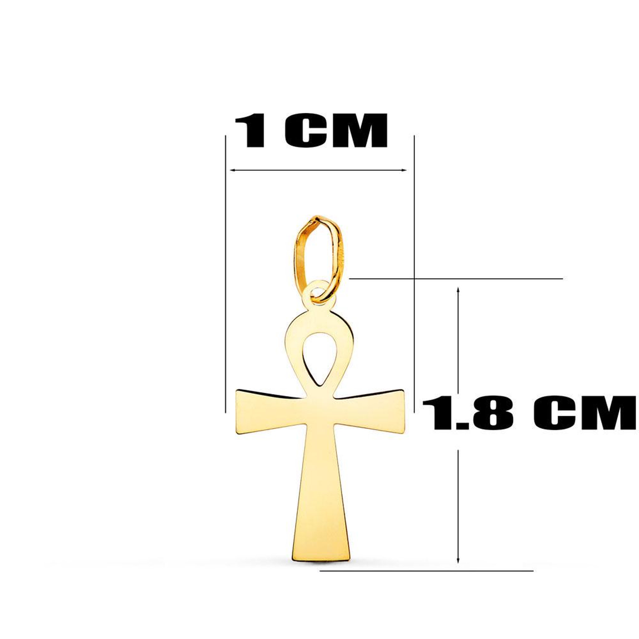 Voir la diapositive 2 : L'ATELIER D'AZUR Médaille Croix de la Vie Or 18 Carats 750/000 Jaune - Collier Chaine Dorée Offert