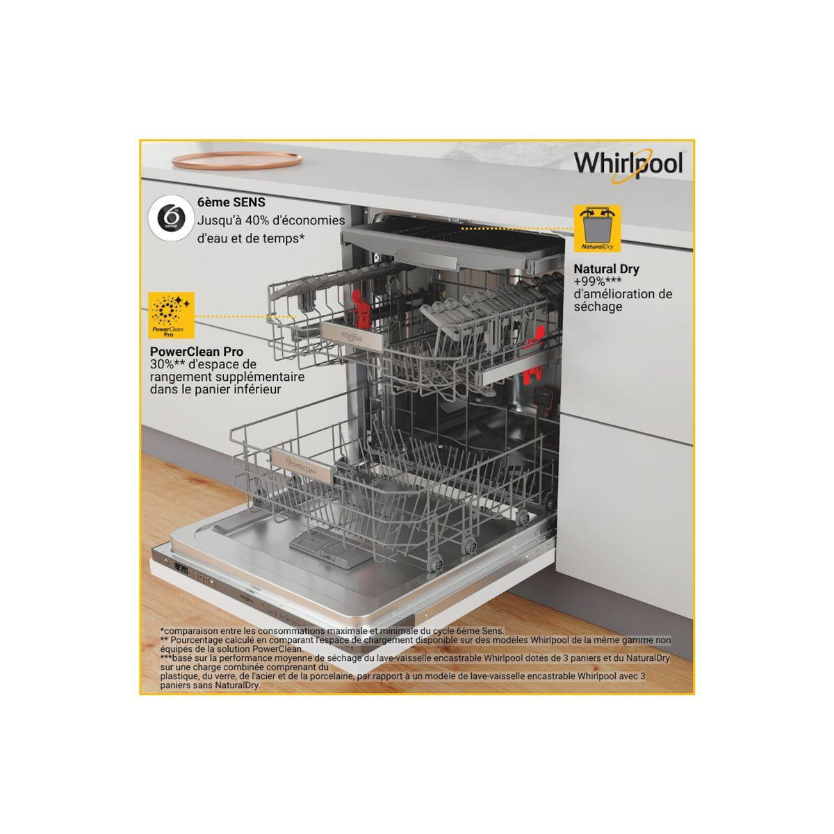 Whirlpool Lave vaisselle encastrable WH6IA14BN7A0 6ème sens