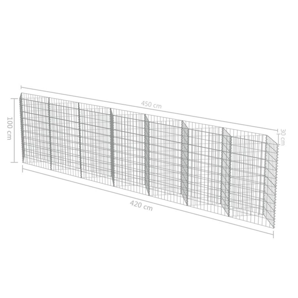 VIDAXL Mur de gabion Acier galvanise 450 x 30 x 100 cm