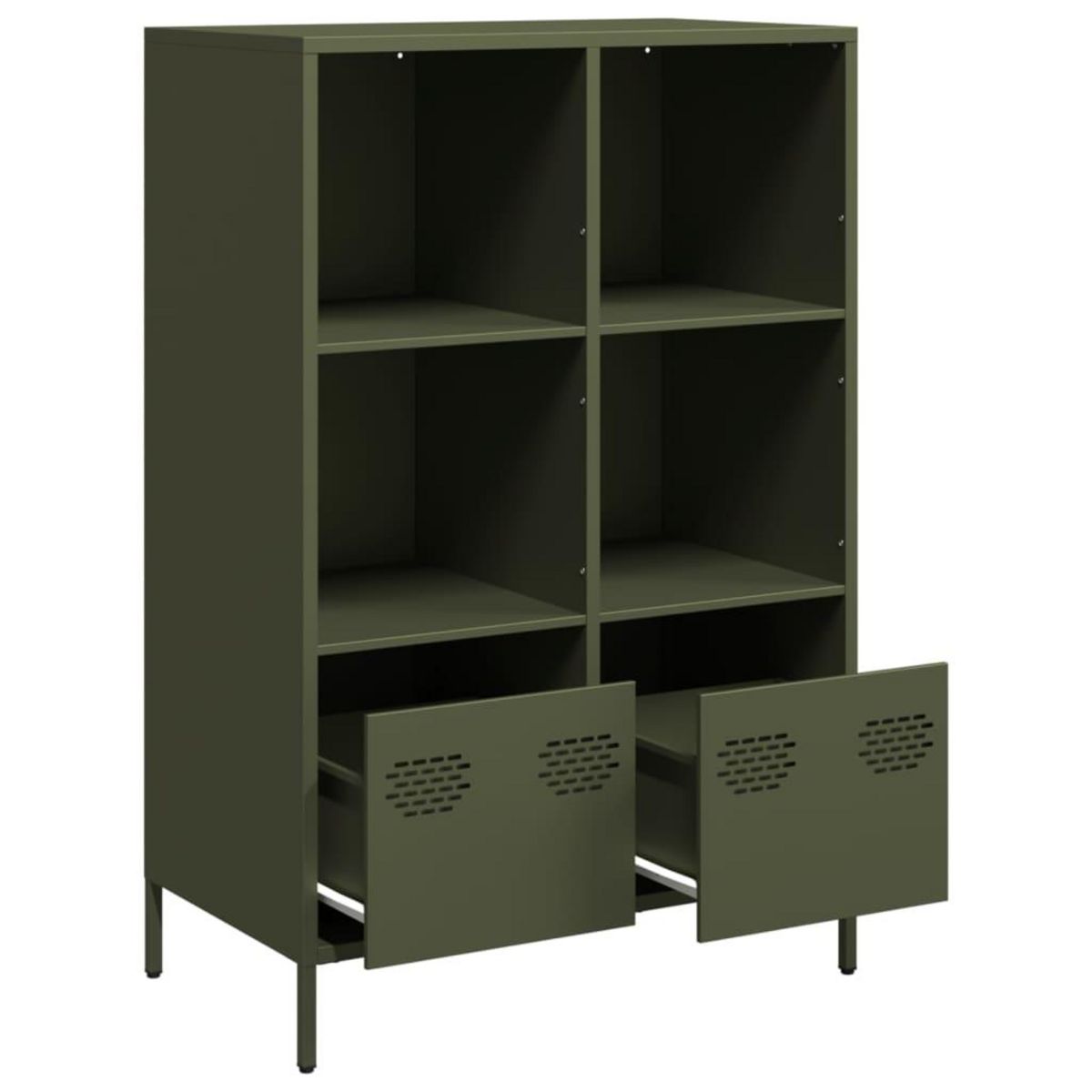 VIDAXL Buffet haut vert olive 68x39x103,5 cm acier