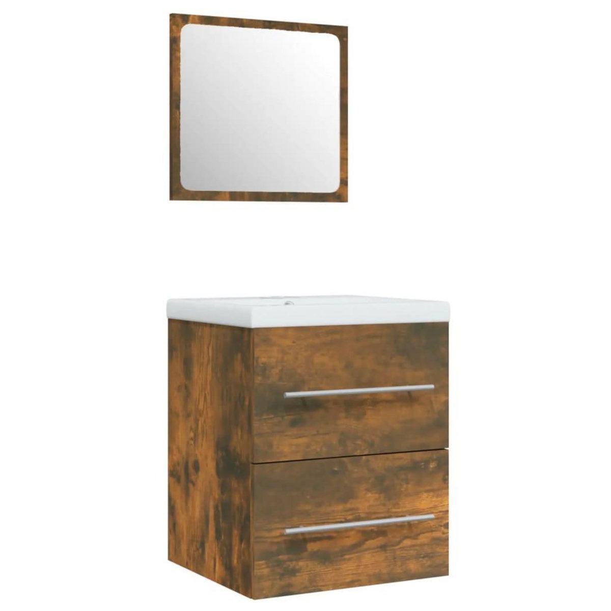 VIDAXL Meuble lavabo avec bassin integre Chene fume Bois d'ingenierie