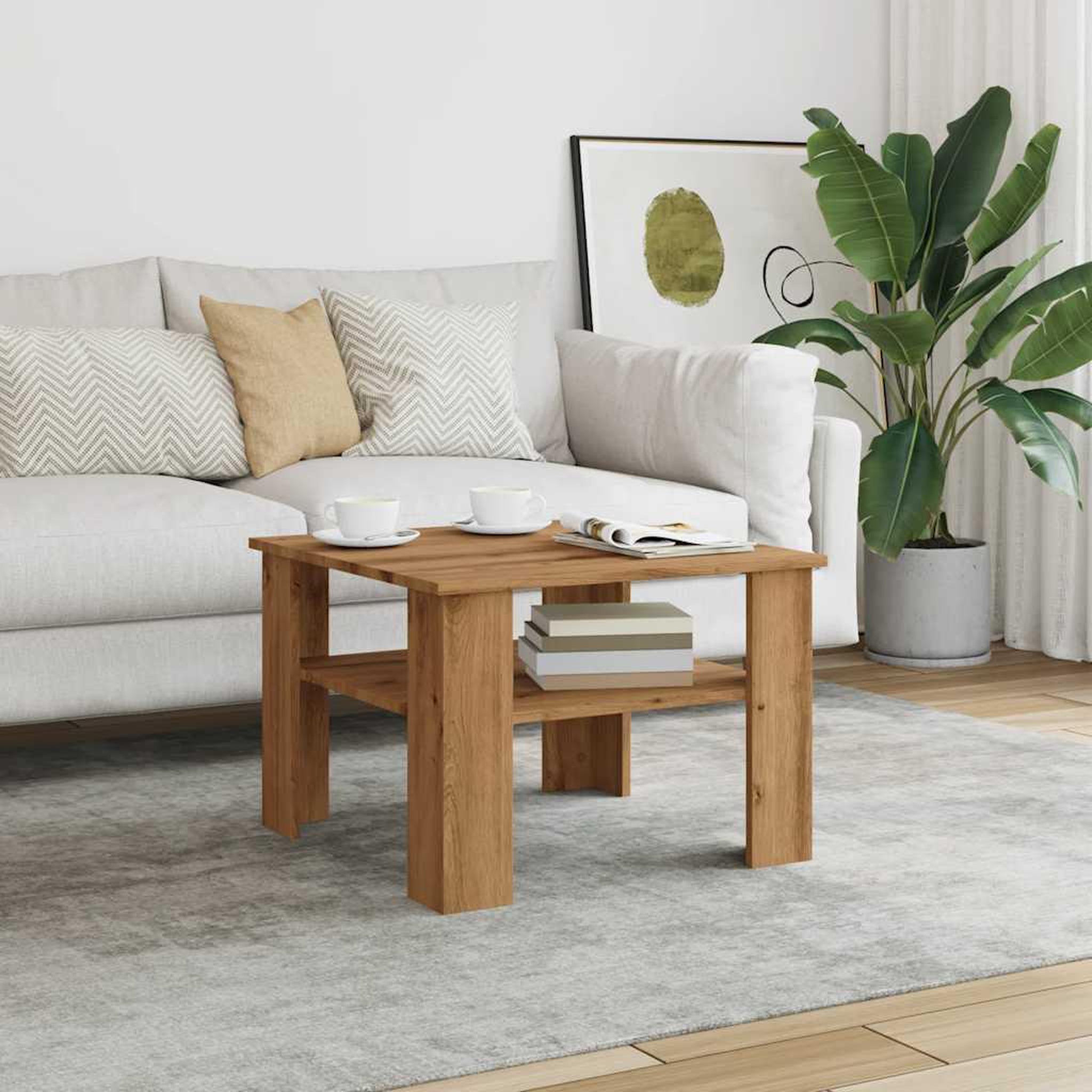 Voir la diapositive 3 : VIDAXL Table basse chene artisanal 60x60x42cm bois d'ingenierie