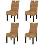VIDAXL Chaises a manger lot de 4 rotin Kubu bois de manguier