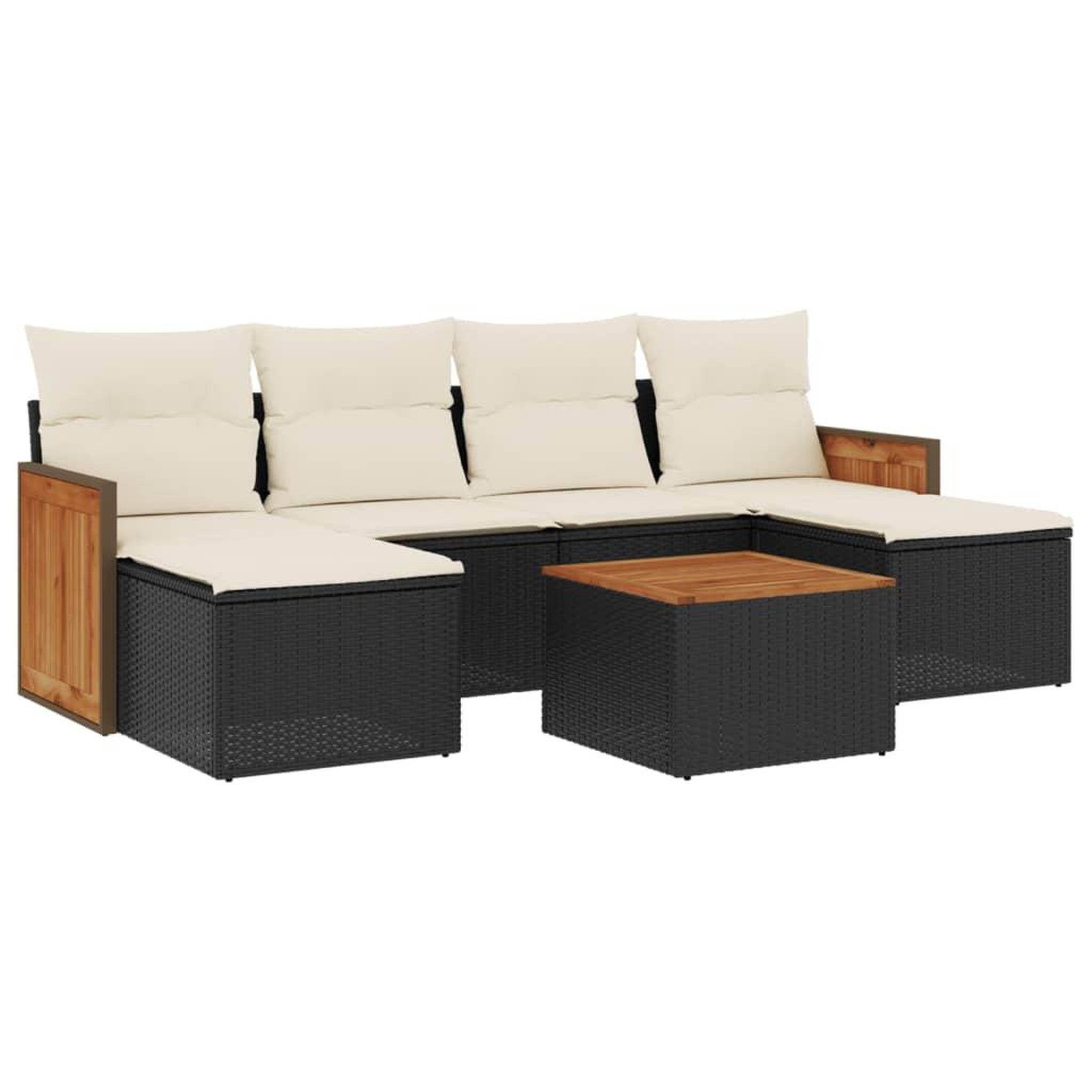 Voir la diapositive 2 : VIDAXL Salon de jardin 7 pcs avec coussins noir resine tressee