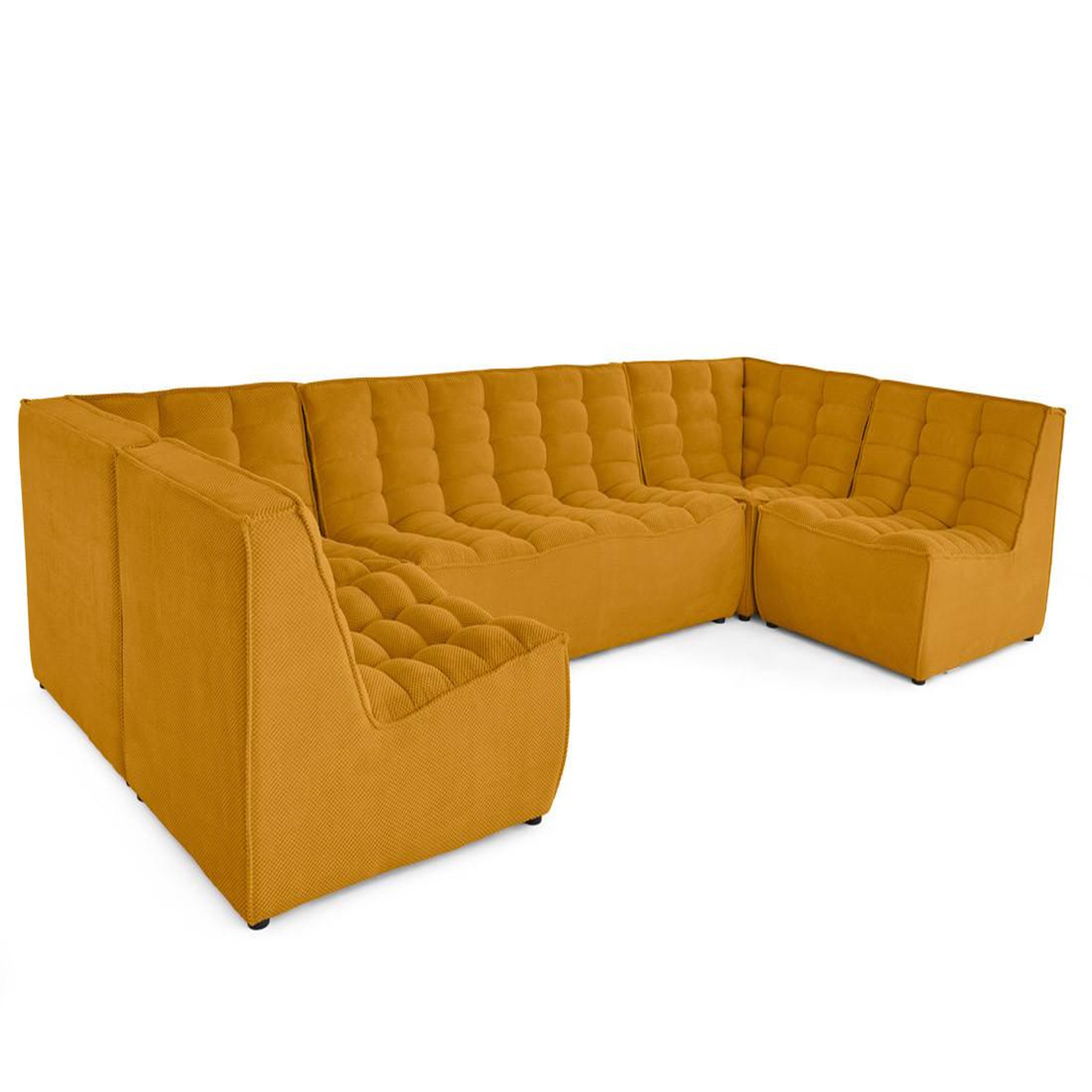 Voir la diapositive 5 : LISA DESIGN Ellie - canapé modulable panoramique 7 places en velours texturé