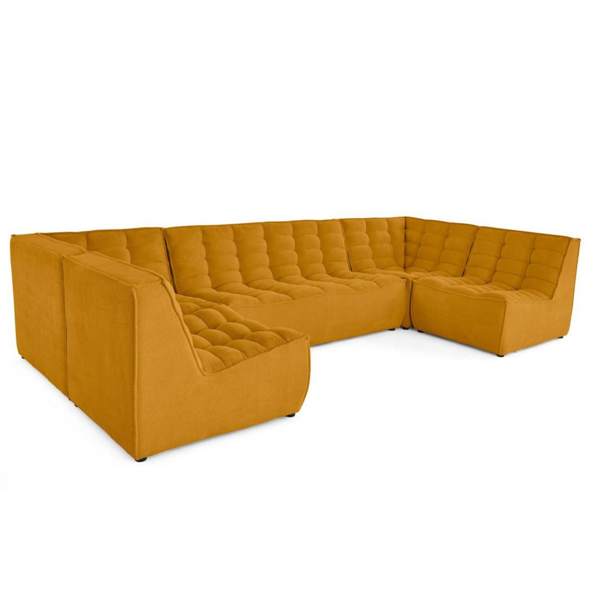 LISA DESIGN Ellie - canapé modulable panoramique 7 places en velours texturé