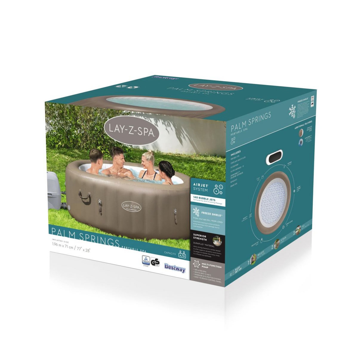 BESTWAY Spa gonflable rond - 4/6 places - Diam 1,96 x 0,71 m - LAY-Z-SPA PALM SPINGS