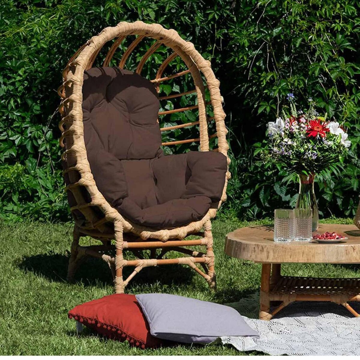 Fauteuil de jardin en osier CLER marron