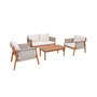 Voir la diapositive 1 : SWEEEK Salon de jardin bois d'acacia et tissu beige 4 places - Koa