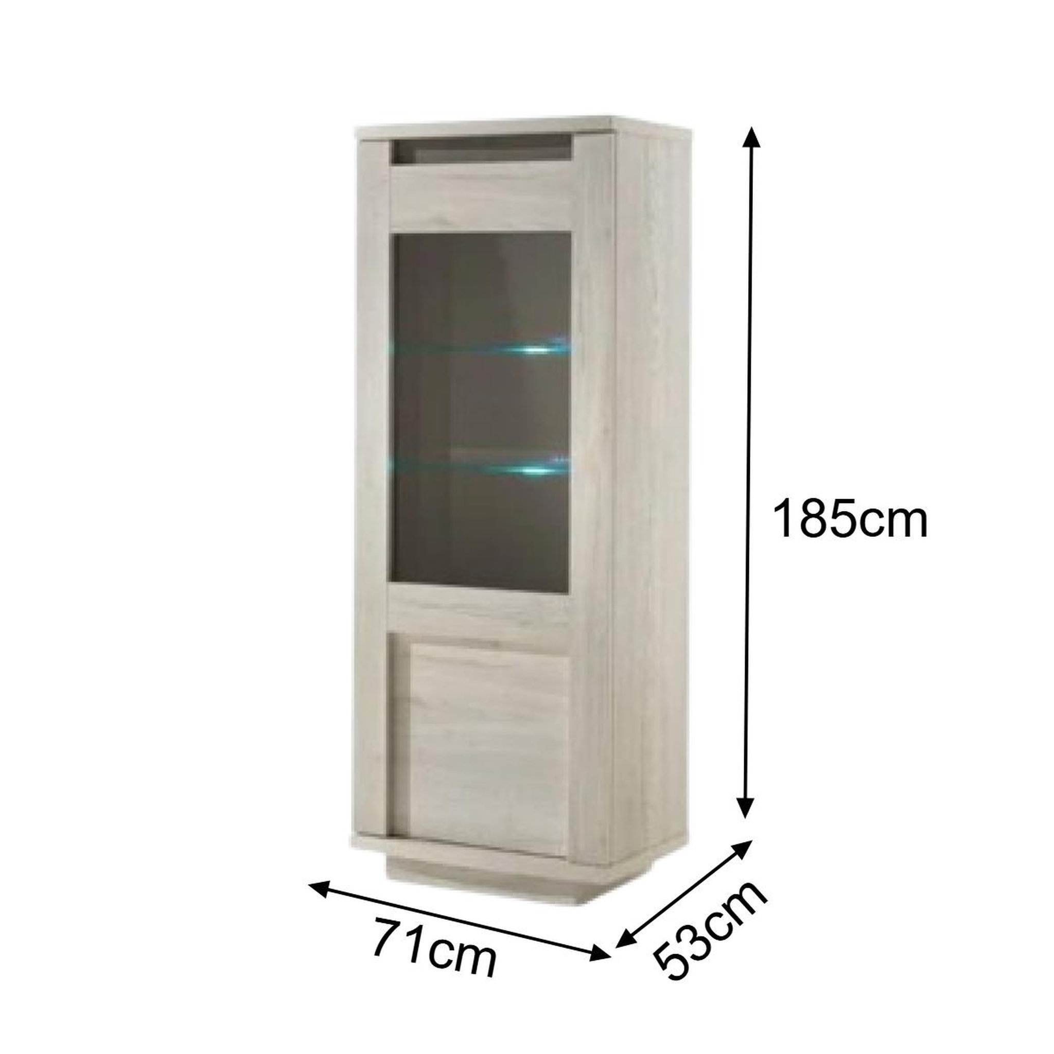 Voir la diapositive 4 : JLC KREATION Vitrine contemporaine 1 porte vitrée chêne blanchi MELINDA