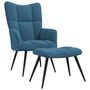 Voir la diapositive 2 : VIDAXL Chaise de relaxation avec tabouret Bleu Velours
