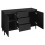 Voir la diapositive 4 : BEST MOBILIER Girona - buffet bas - noir - 3 tiroirs et 2 portes - 153 cm