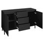 Voir la diapositive 4 : BEST MOBILIER Girona - buffet bas - noir - 3 tiroirs et 2 portes - 153 cm