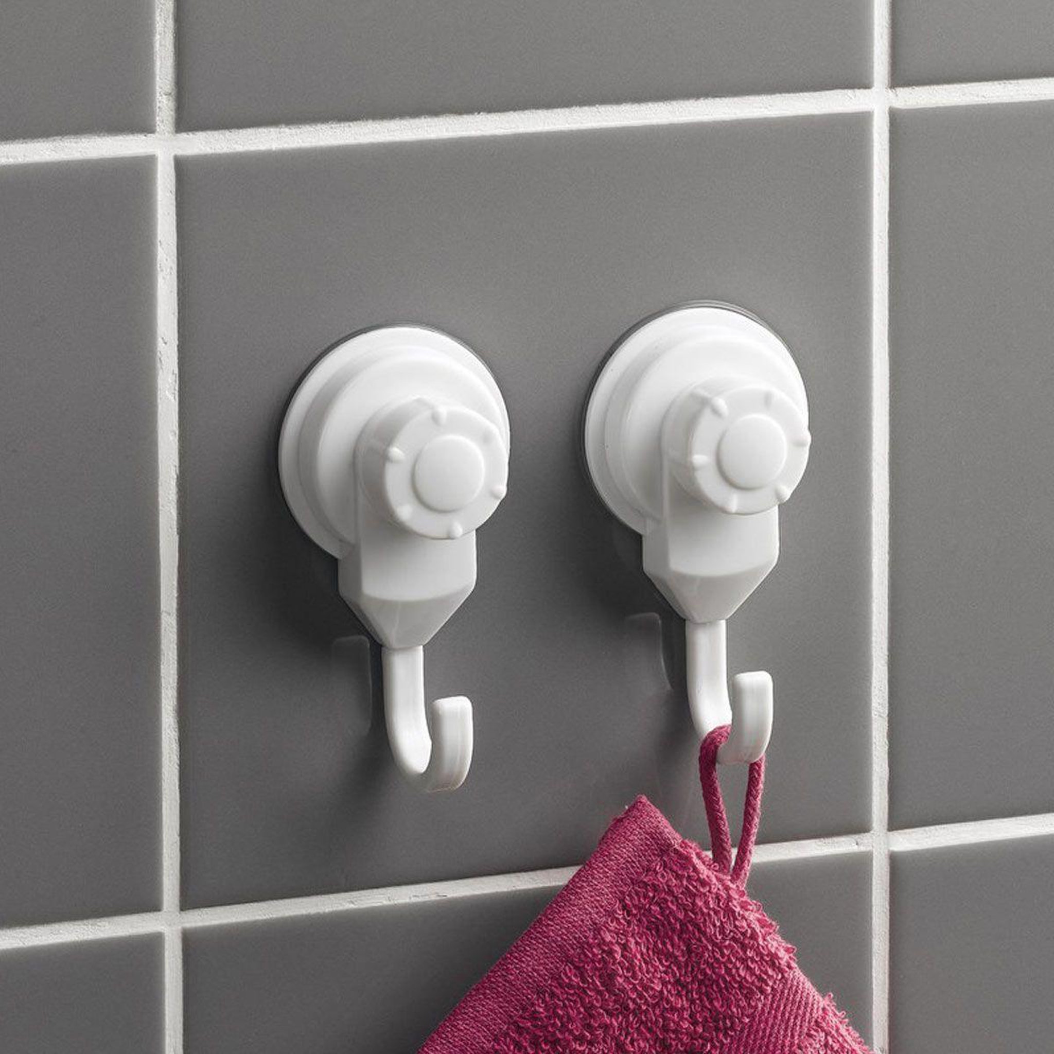 Douceur d'Intérieur Lot de 2 crochets  ventouse  8cm blanc