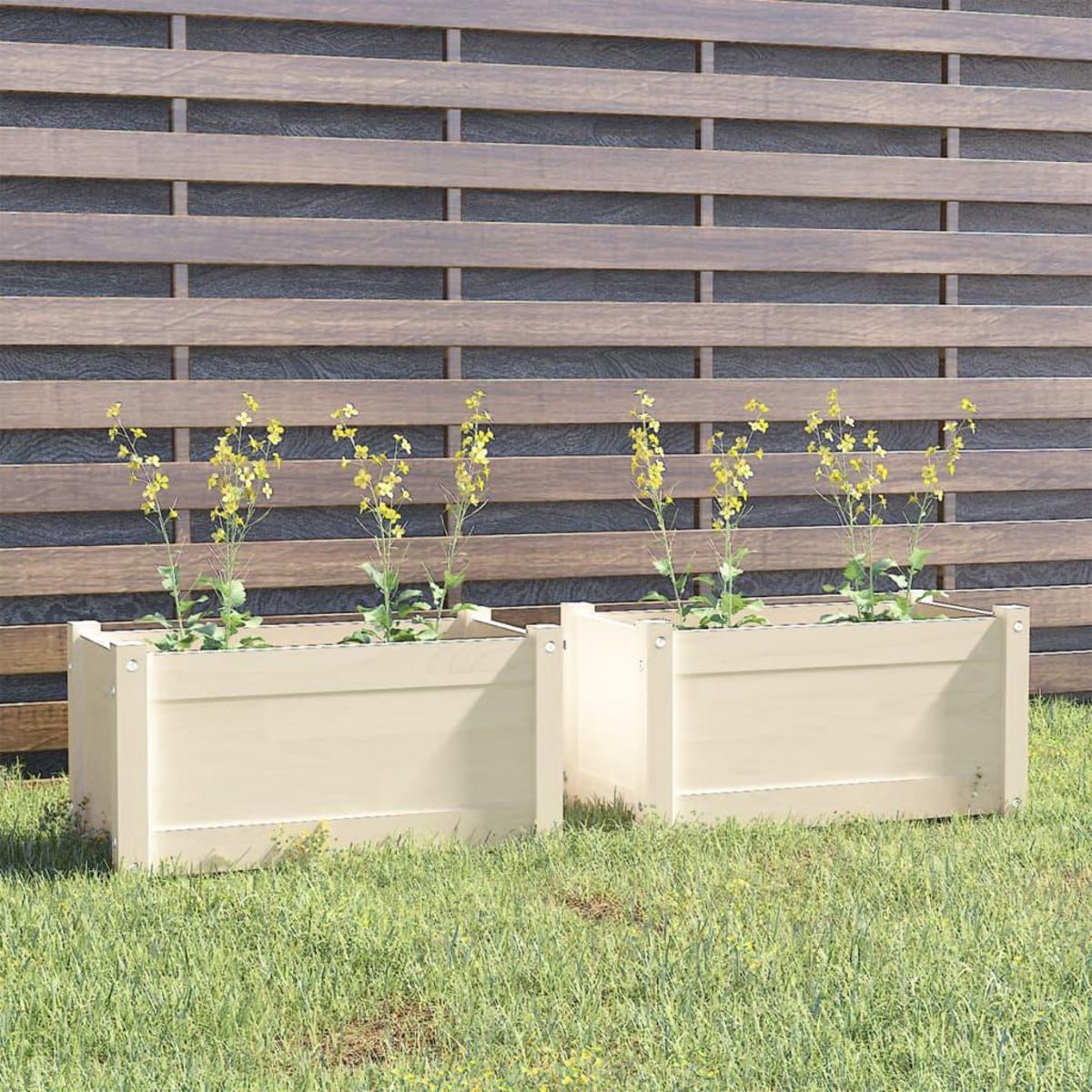 VIDAXL Jardinieres d'exterieur 2 pcs Blanc 60x31x31 cm Bois de pin