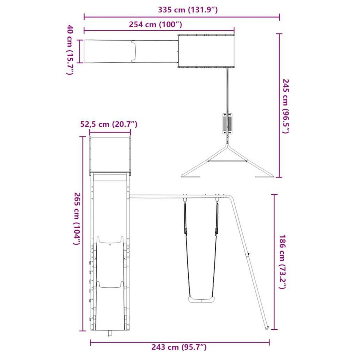 VIDAXL Aire de jeux d'exterieur bois massif de douglas