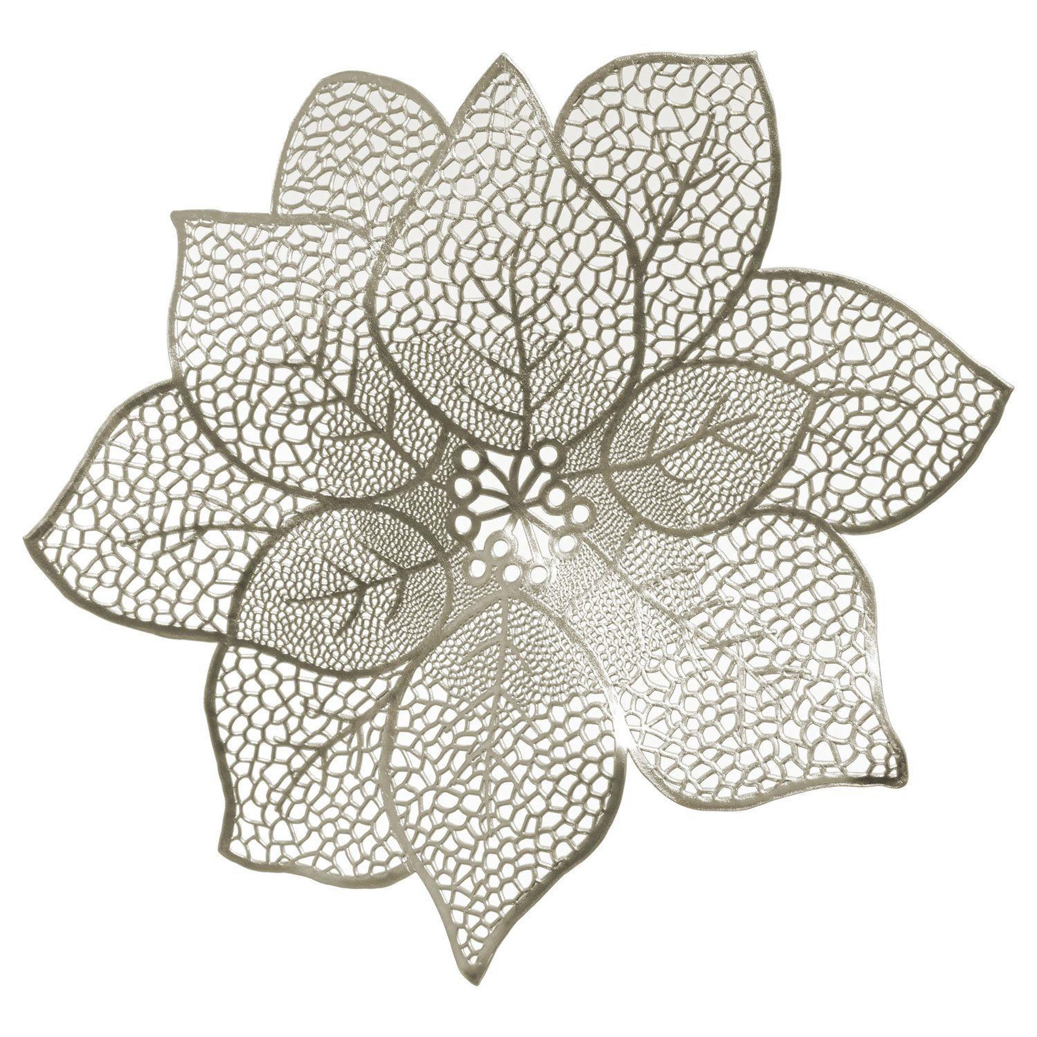 Voir la diapositive 2 : TOILINUX Lot de 6 sets de table motif fleur - diam. 44 cm - doré