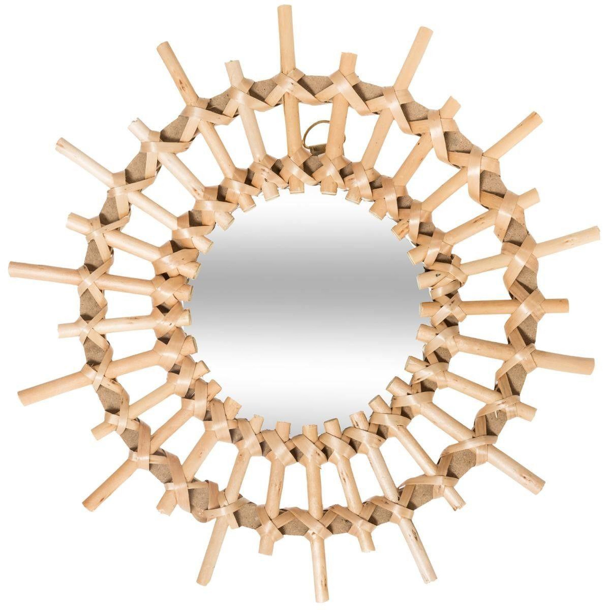 Voir la diapositive 3 : ATMOSPHERA Lot de 3 miroirs muraux rotin  soleil  28cm beige