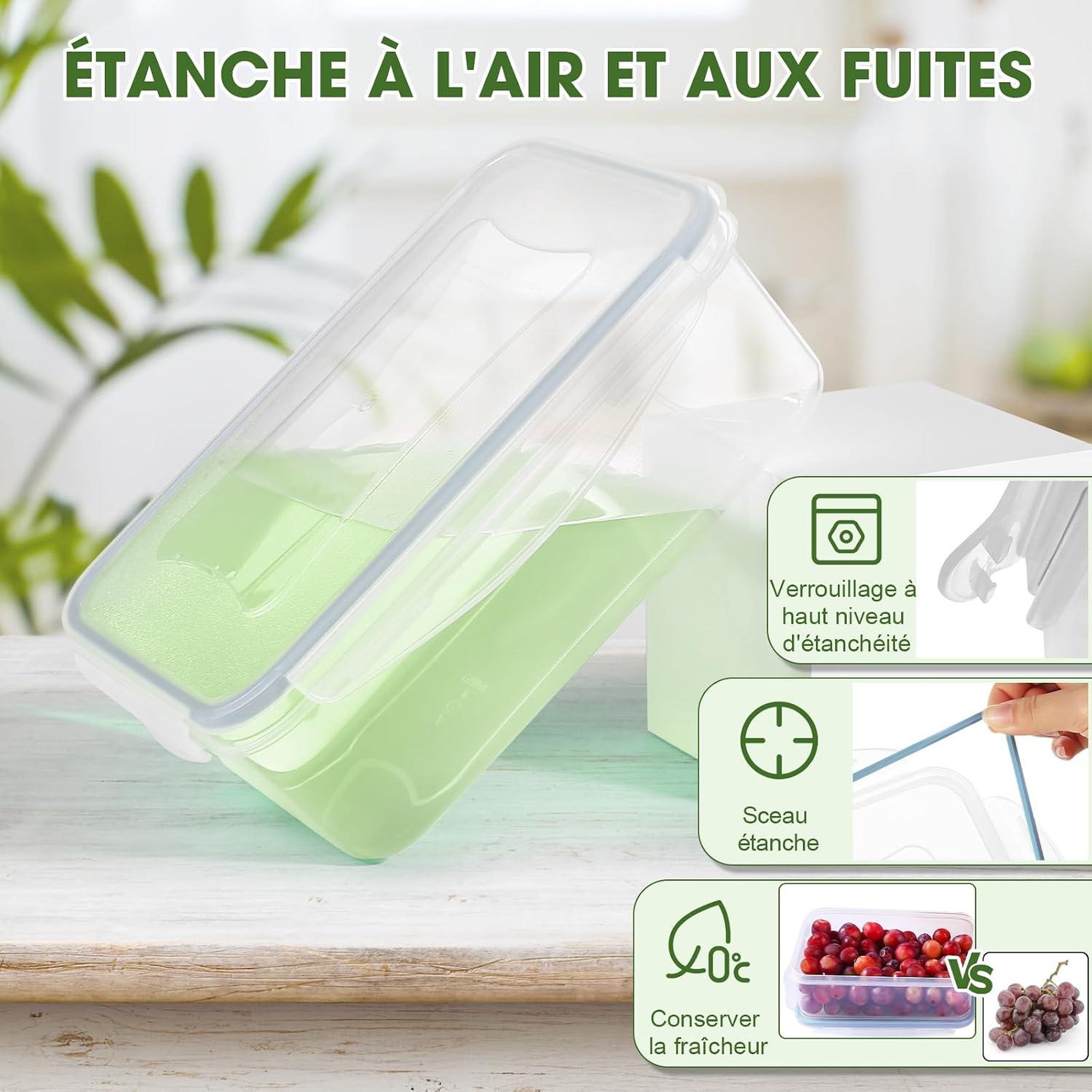 Voir la diapositive 3 : YASHE Boîtes alimentaires, 16 pièces, 8 récipients, 5,54 L