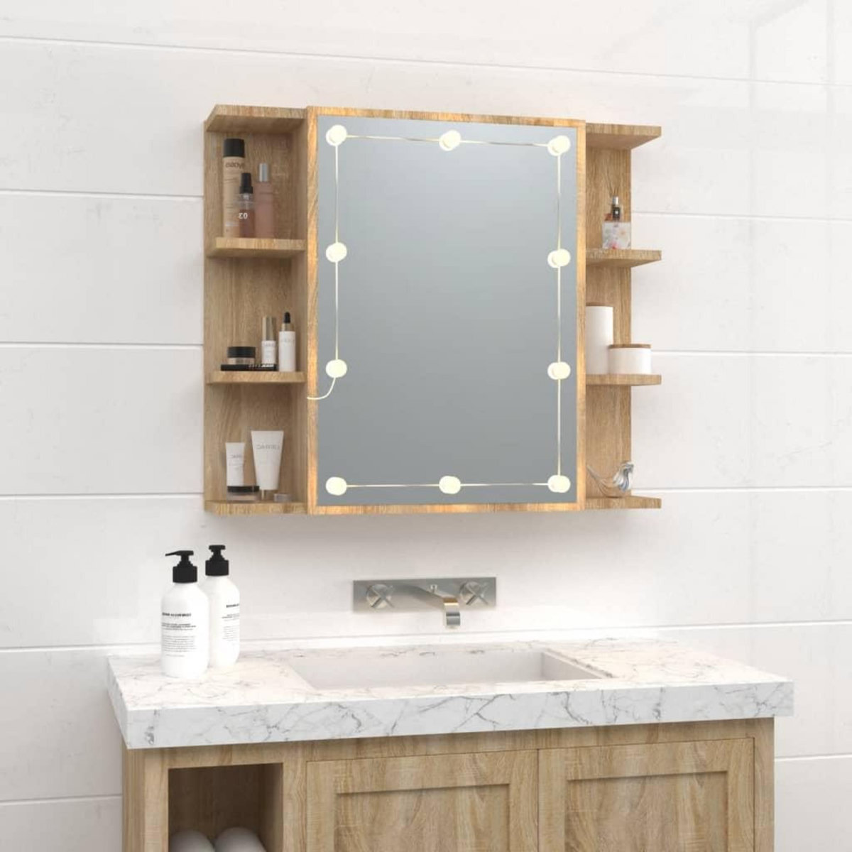 VIDAXL Armoire a miroir avec LED Chene sonoma 70x16,5x60 cm