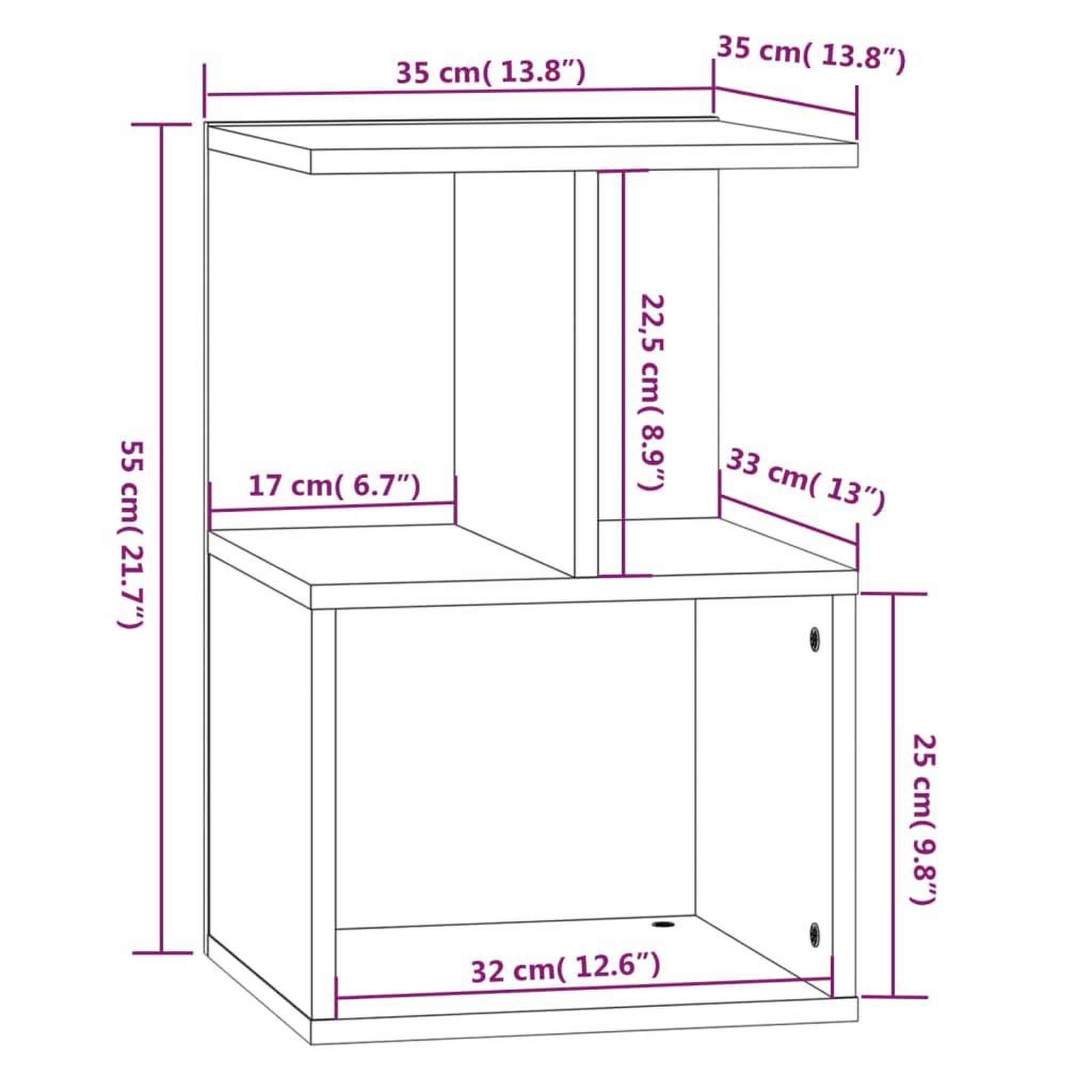 Voir la diapositive 6 : VIDAXL Table de chevet Sonoma gris 35x35x55 cm Bois d'ingenierie