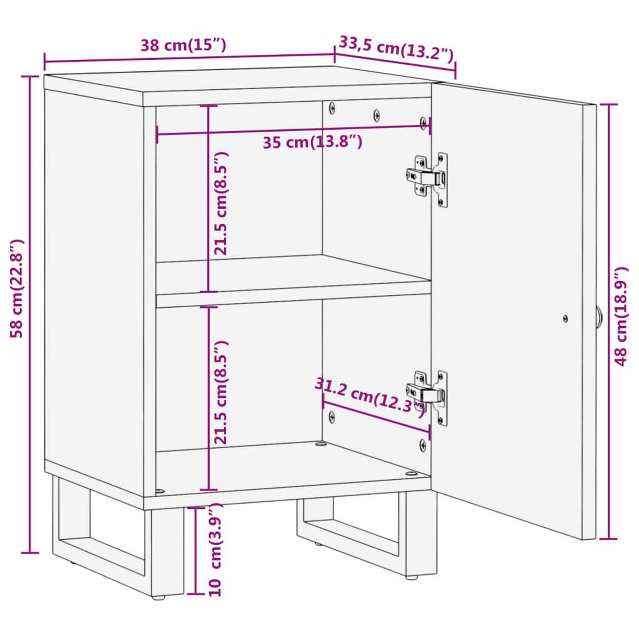 Voir la diapositive 6 : VIDAXL Armoire bain marron et noir 38x33,5x58 cm bois massif manguier