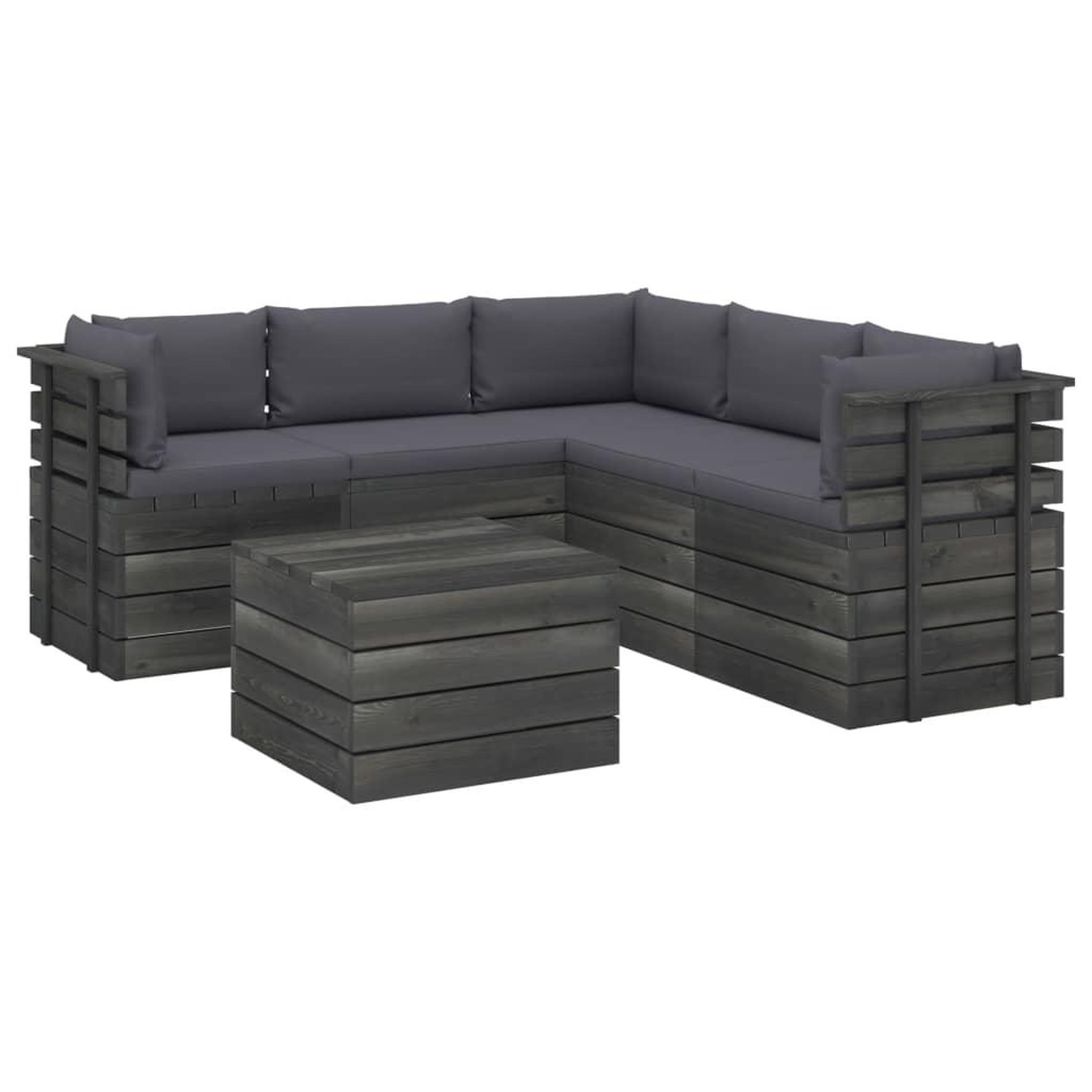 Voir la diapositive 4 : VIDAXL Salon palette de jardin 6 pcs avec coussins Bois de pin massif