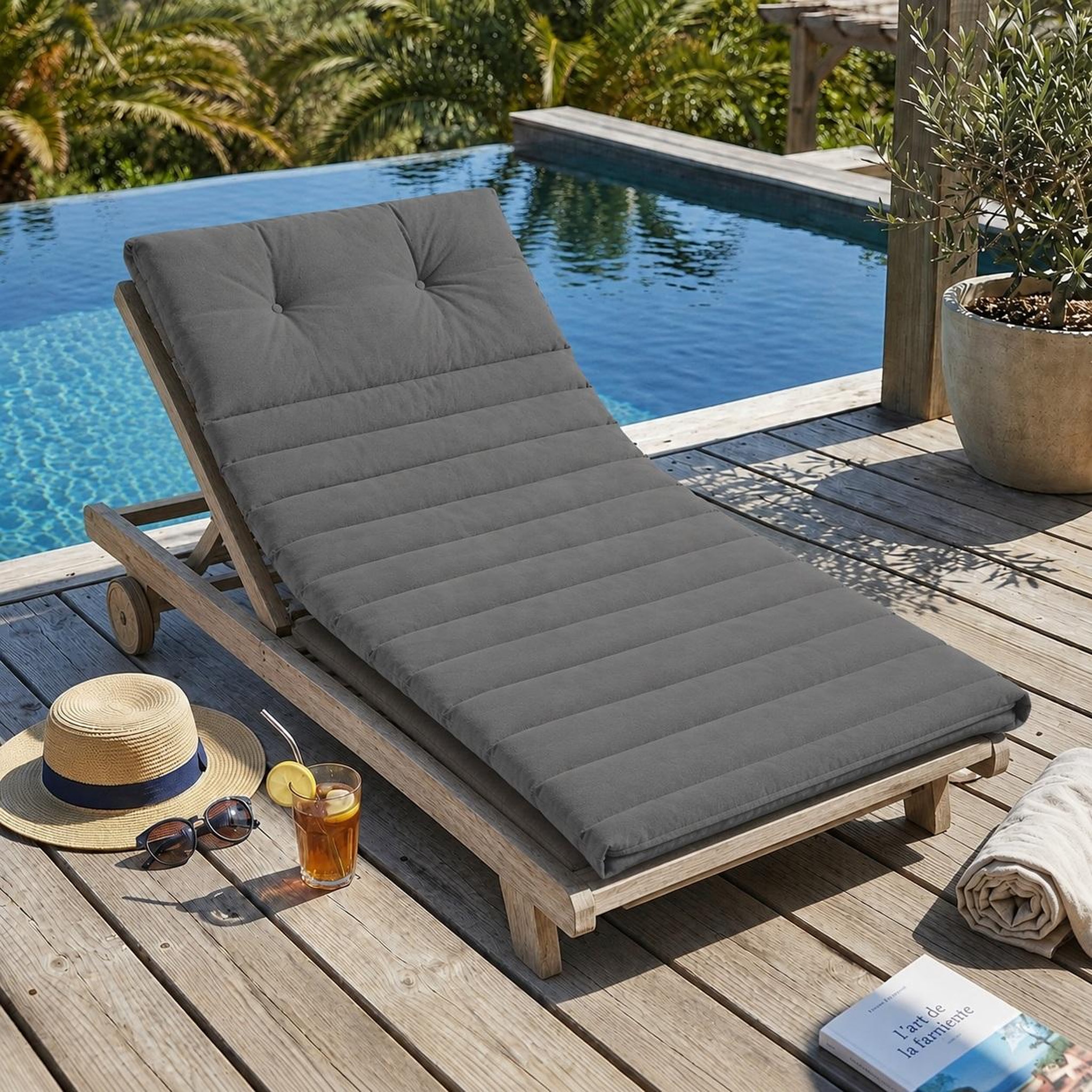 Voir la diapositive 3 : Eden Matelas bain de soleil pacifique gris 180 x 60 cm