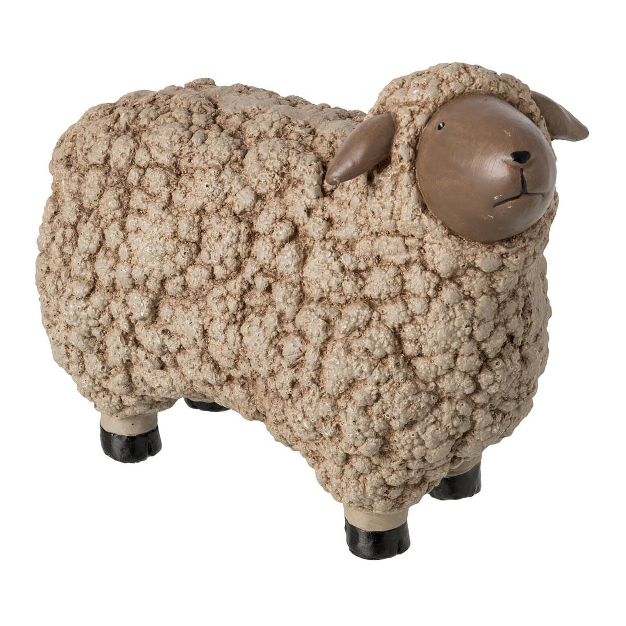 J-LINE Statuette mouton extérieur  lasse  35cm marron