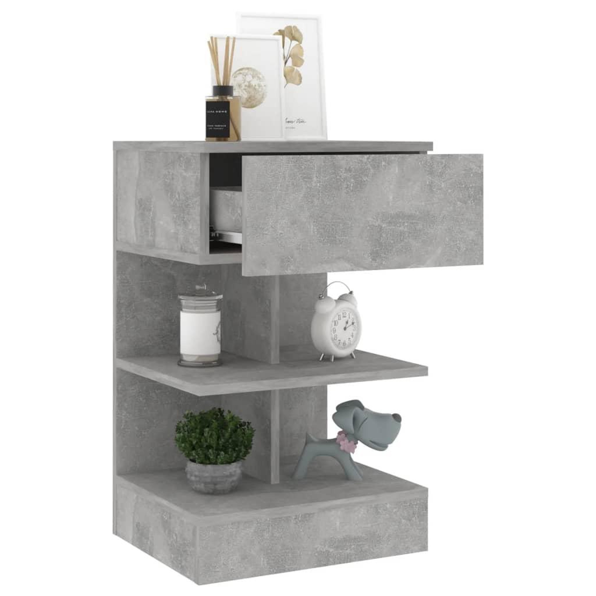 Voir la diapositive 4 : VIDAXL Table de chevet Gris beton 40x35x65 cm Bois d'ingenierie