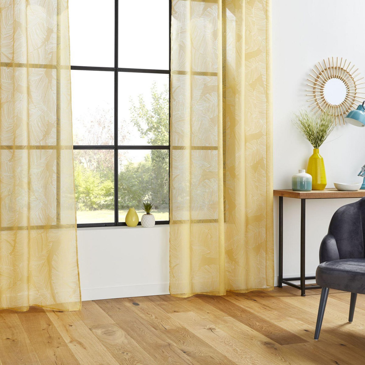 ATMOSPHERA Voilage Dévo à imprimé feuille