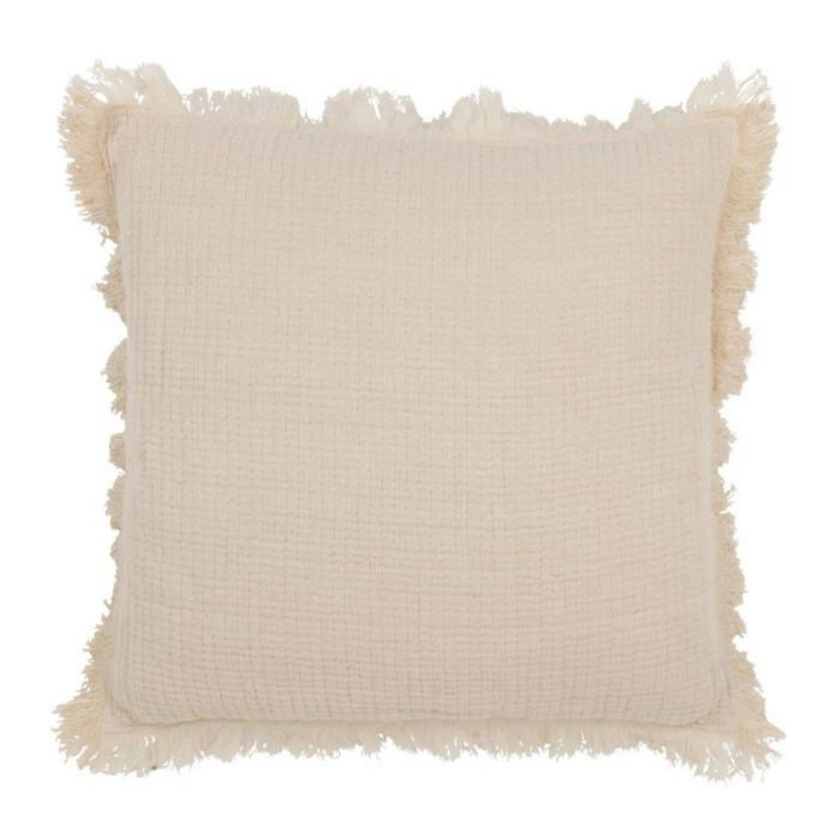 Paris Prix Coussin Déco à Franges  Mousseline  45x45cm Beige Clair
