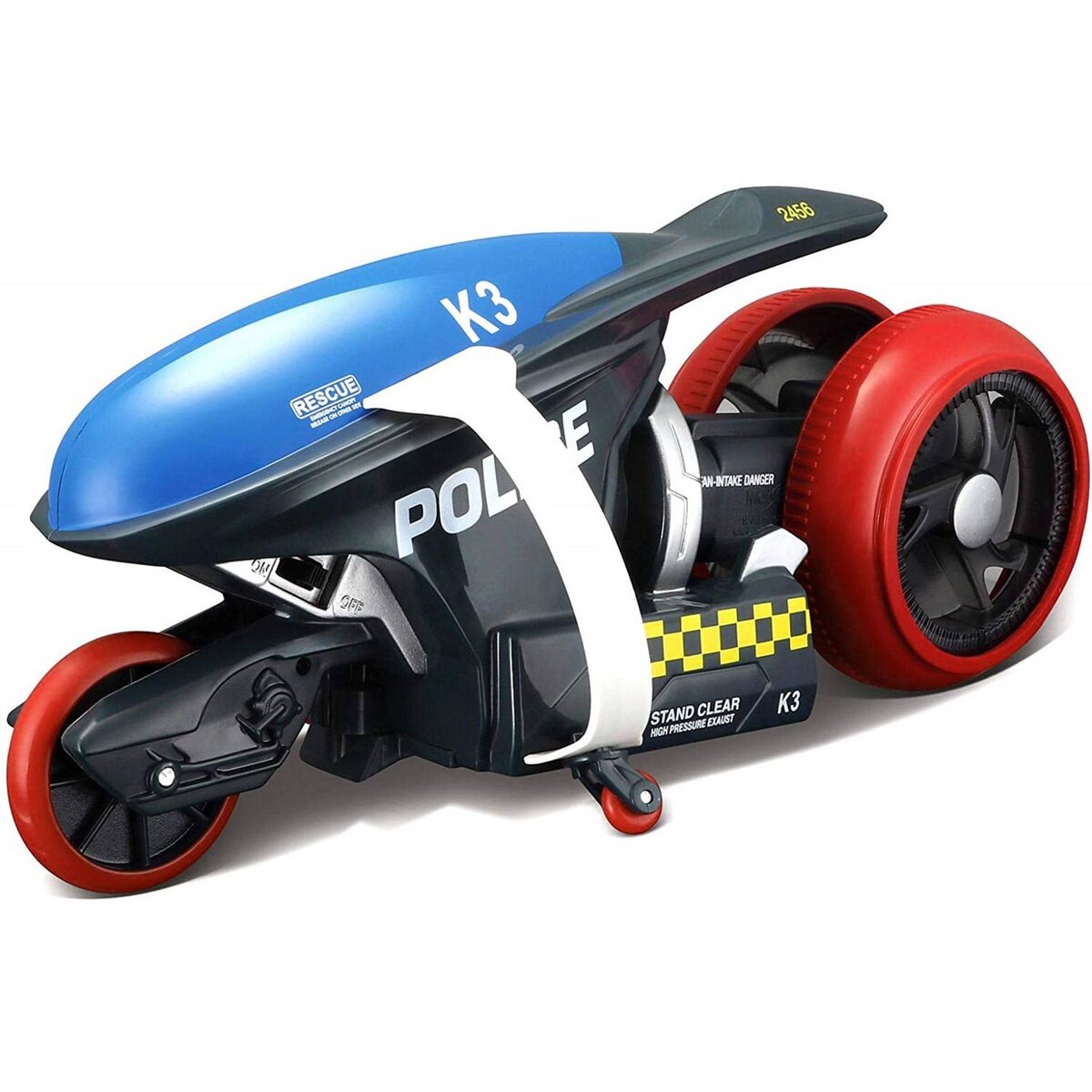 BURAGO Moto police cyklone 360° radiocommandée noire et bleue K3