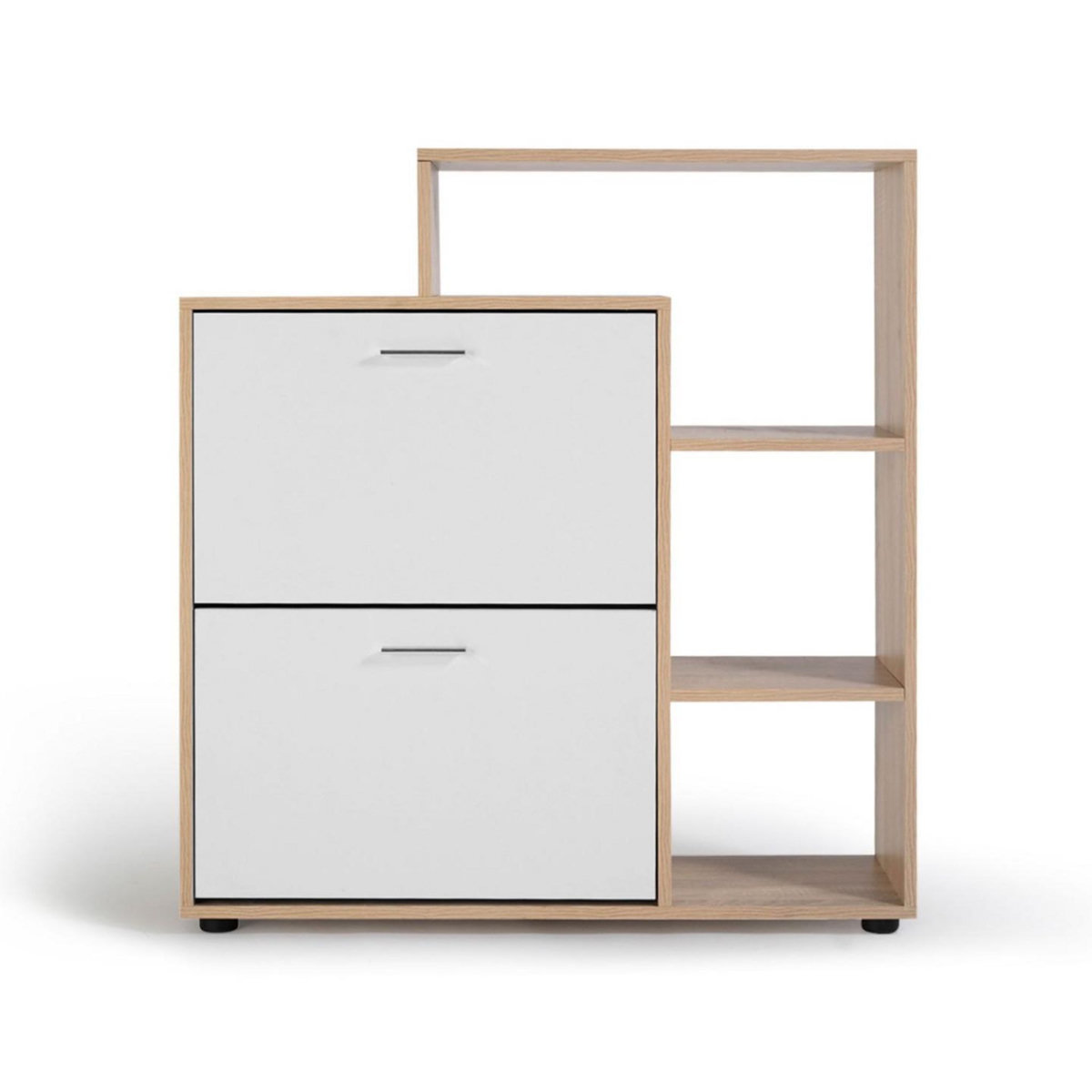 ID MARKET Meuble à chaussures 12 paires KLARK imitation hêtre 2 portes blanches avec étagère