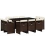 Voir la diapositive 2 : VIDAXL Ensemble a manger de jardin et coussins 11 pcs marron rotin