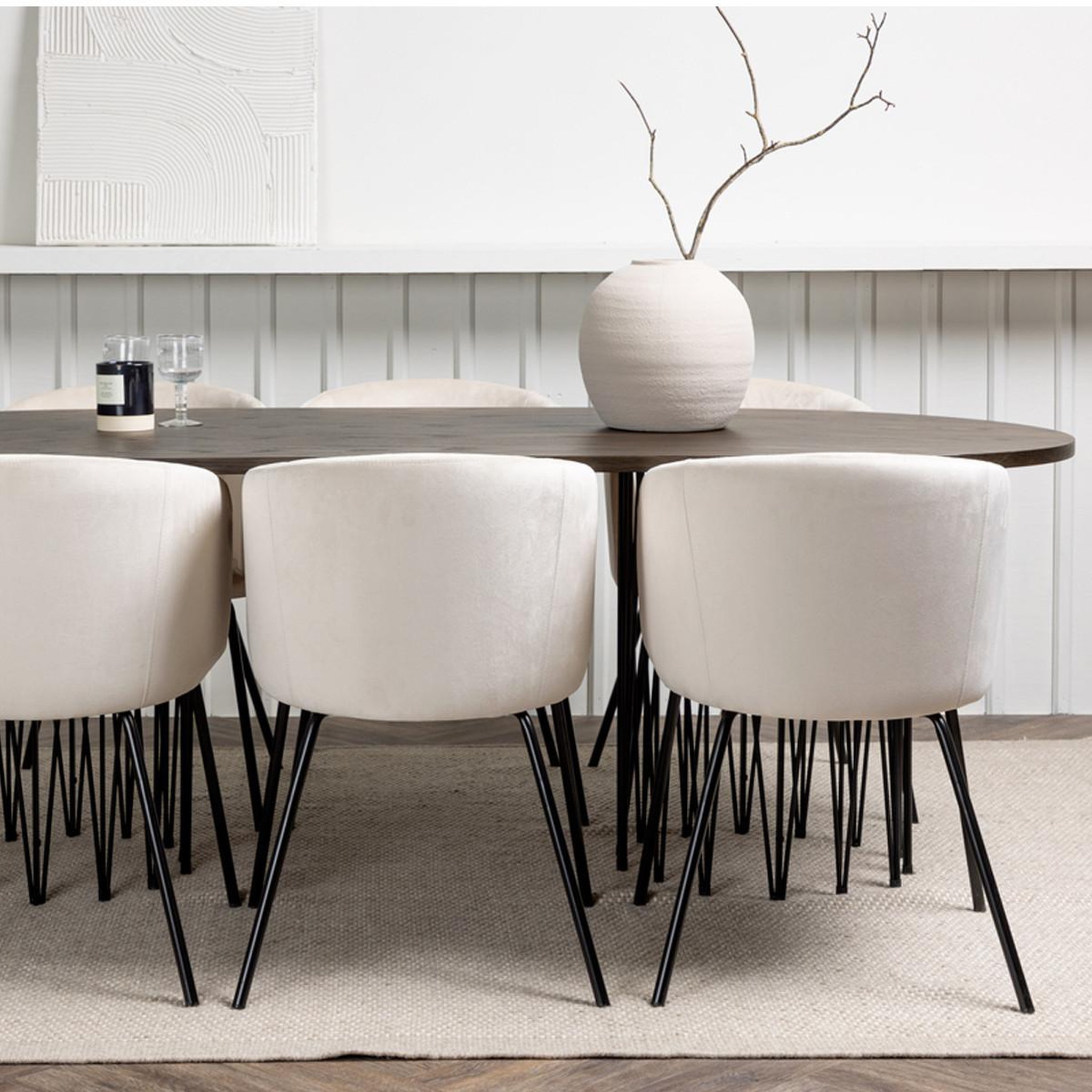Voir la diapositive 4 : Paris Prix Ensemble table à manger & 6 chaises  stone & berit  220cm beige & moka