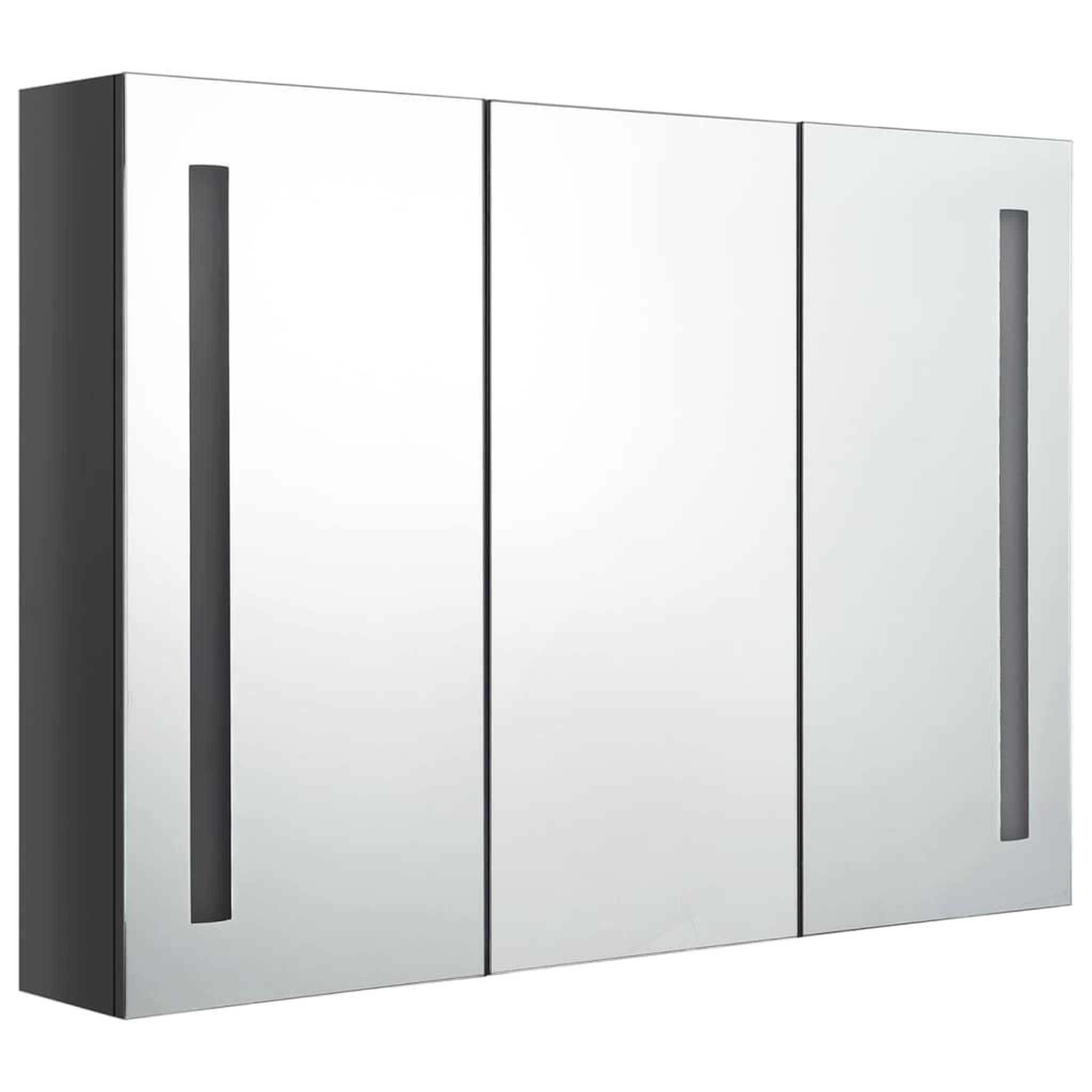 Voir la diapositive 2 : VIDAXL Armoire de salle de bain a miroir LED 89x14x62 cm Gris brillant
