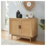 Voir la diapositive 3 : Buffet 2 portes cannage naturel - Décor imitation bois - L90cm AMANDINE