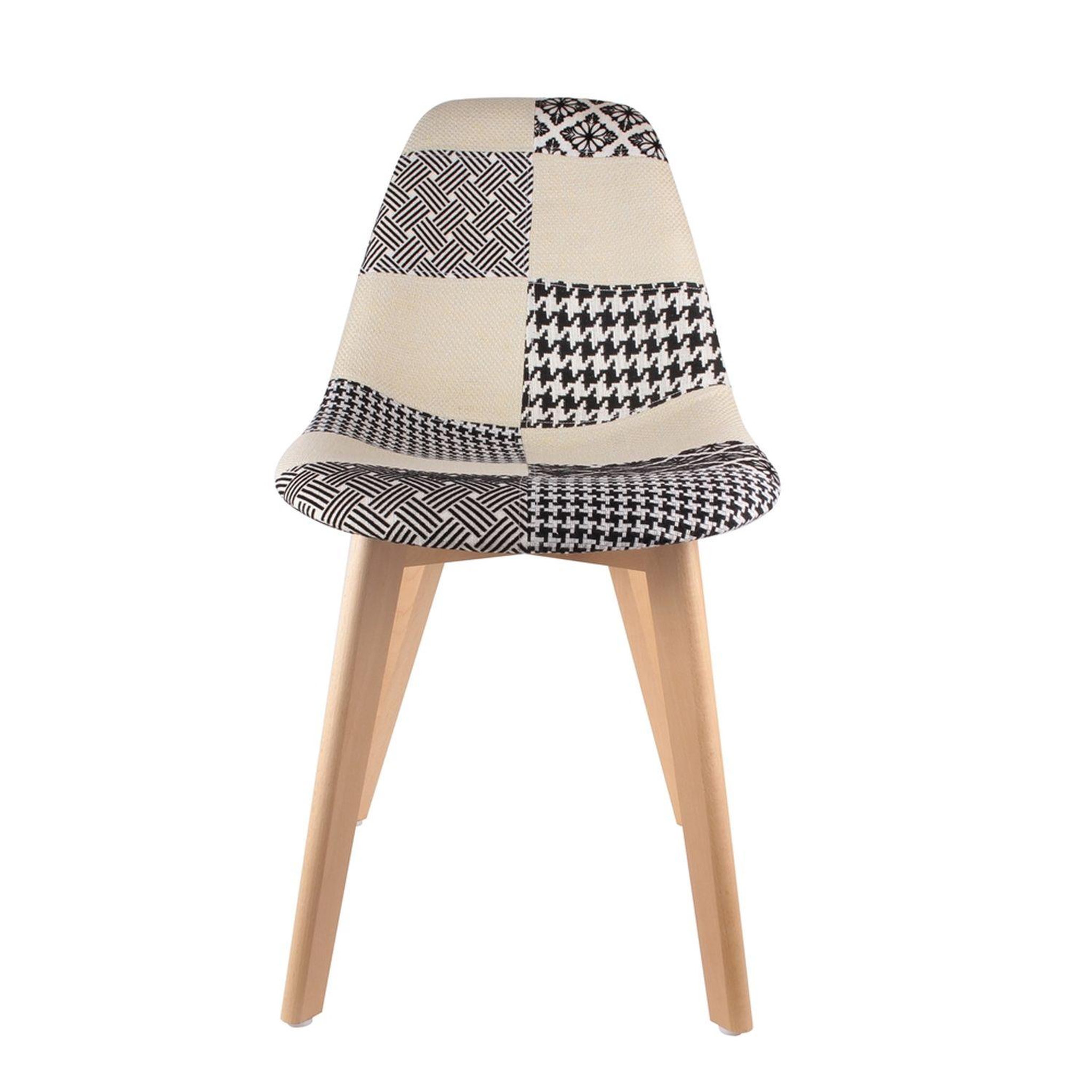 Voir la diapositive 2 : The Home Deco Factory Chaise scandinave Patchwork - H. 85 cm - Noir et blanc