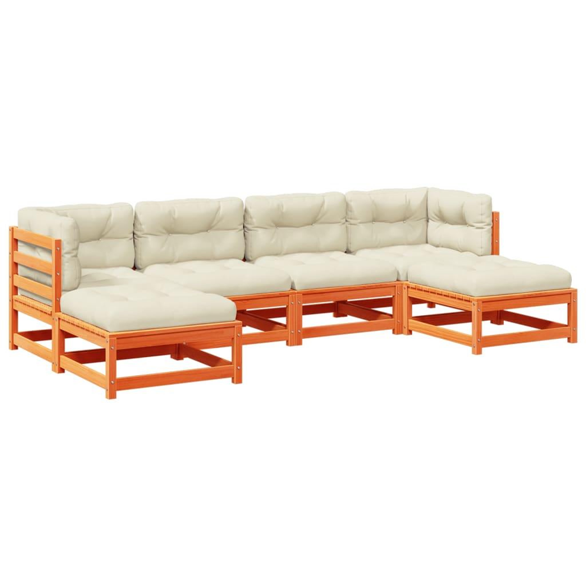 Voir la diapositive 2 : VIDAXL Salon de jardin 6 pcs avec coussins cire marron bois pin massif