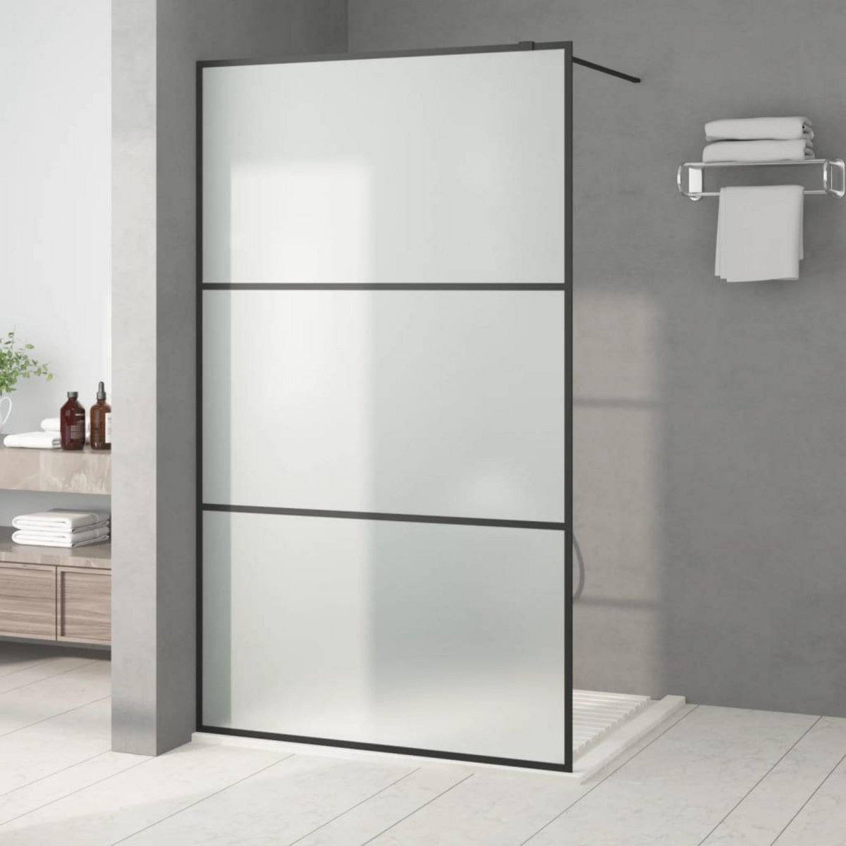 VIDAXL Paroi de douche Noir 115x195 cm Verre ESG depoli