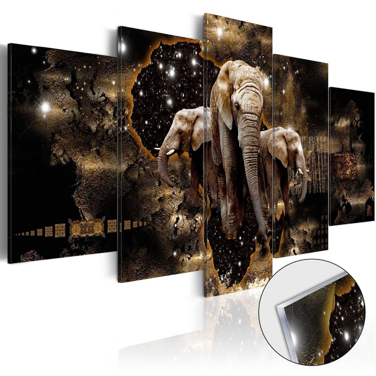 Paris Prix Tableau sur Verre Acrylique  Brown Elephants