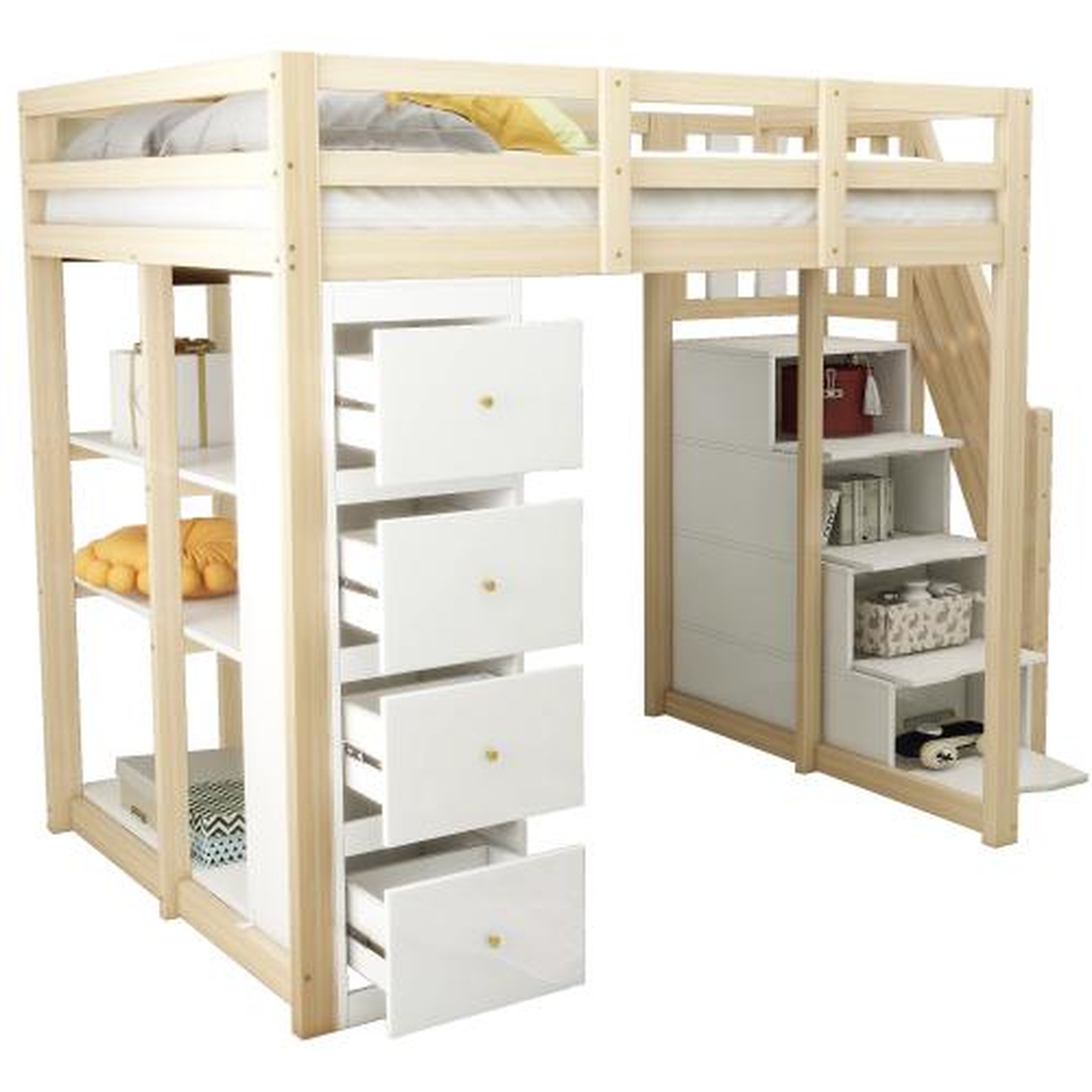 MERAX Lit mezzanine enfant. Coloris disponibles : Blanc, Marron