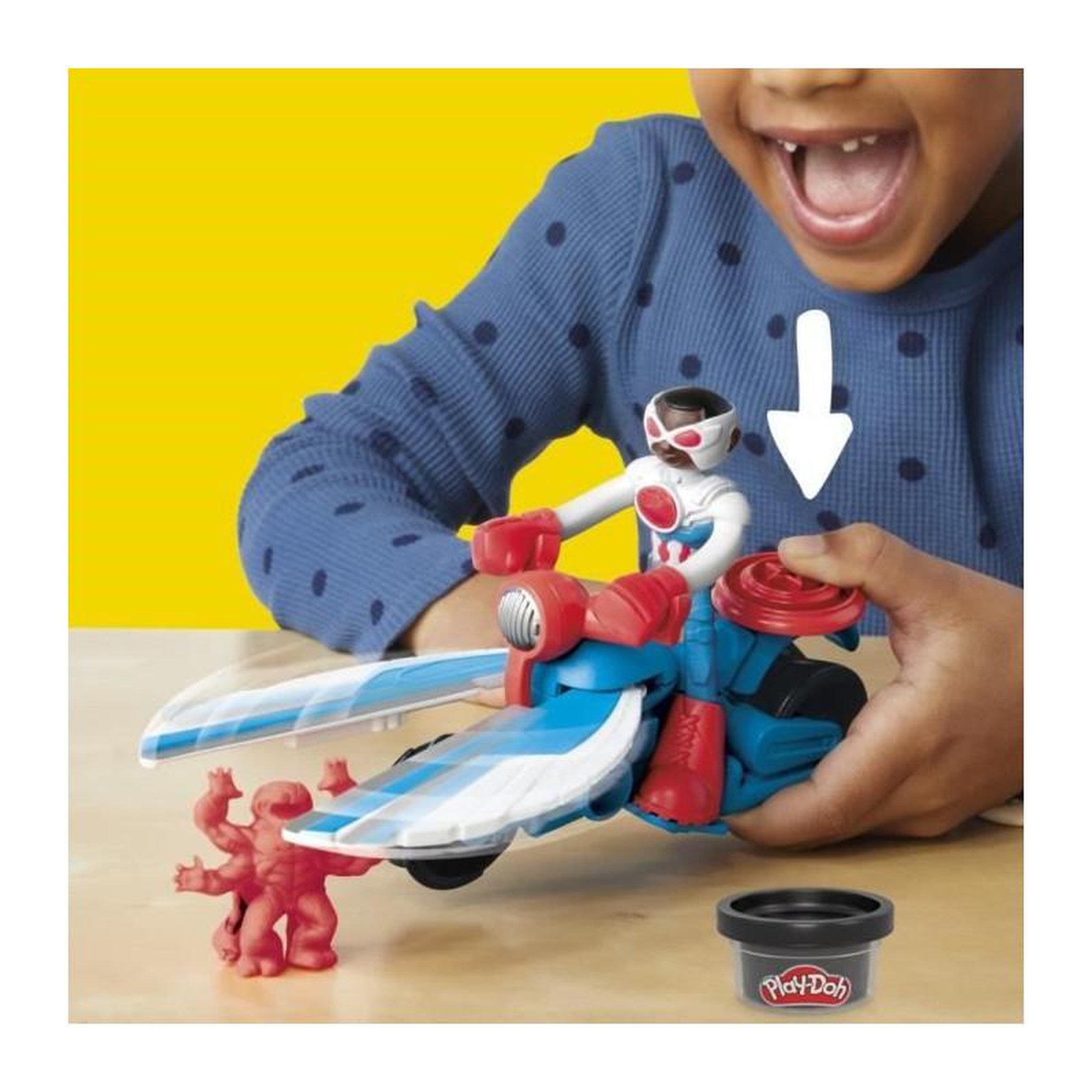 Voir la diapositive 4 : PLAYDOH Play-Doh Captain America, coffret Moto tranchante avec figurine flexible, 3 accessoires et pâte a modeler, des 4 ans, Marvel