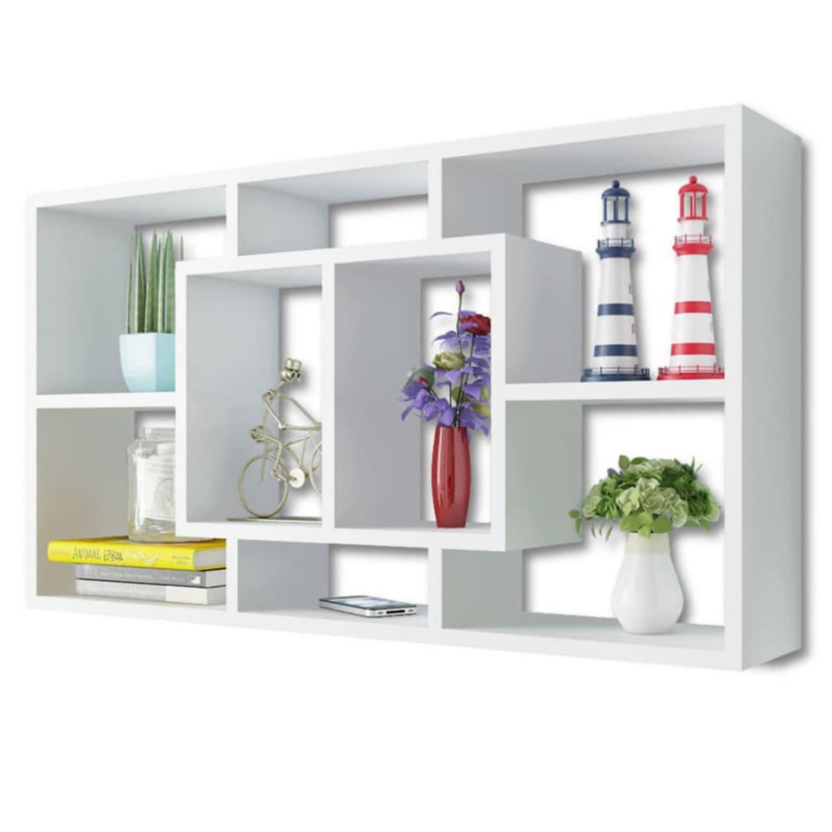 VIDAXL Etagere murale d'affichage 8 compartiments Blanc